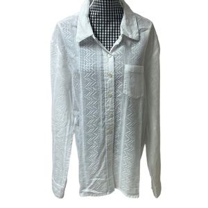 C&C California Women’s 100% Cotton Collared Long Sleeve Roll Tab Textured Shirt